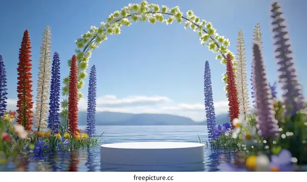 Floral Arch Display Platform Over Water