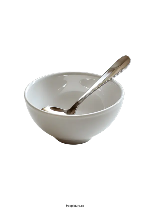 [Transparent Background PNG]An Empty Bowl and a Spoon