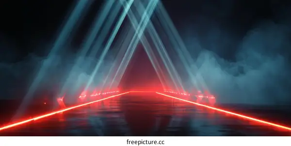 Neon Light Pathway in a Futuristic Space