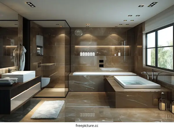 Modern Bathroom Interior Design with Marble Tiles