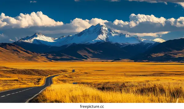 Scenic Mountain Road Trip Across Golden Plains