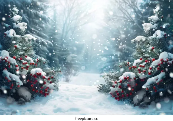 Snowy Forest Christmas Scene