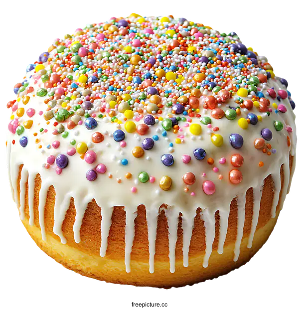 [Transparent Background PNG]Delicious Colorful Cake with Drizzled Glaze