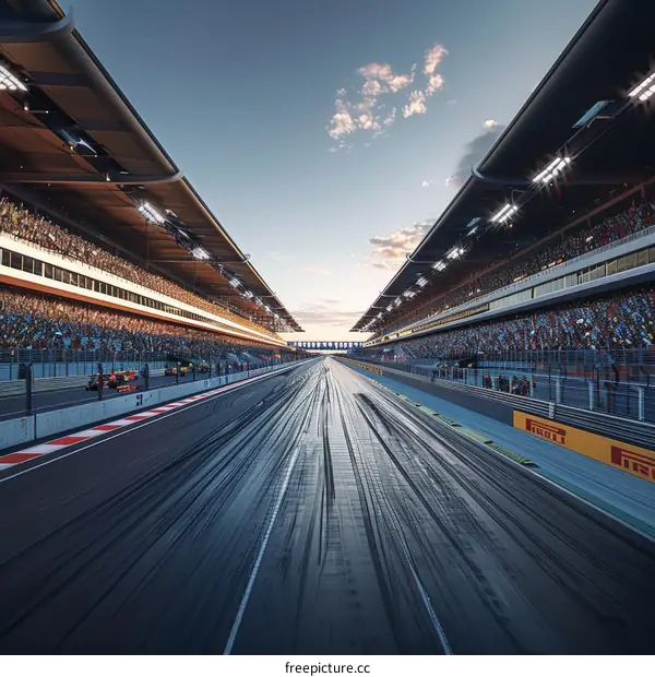 Formula One Cars Racing on a Track with Spectators
