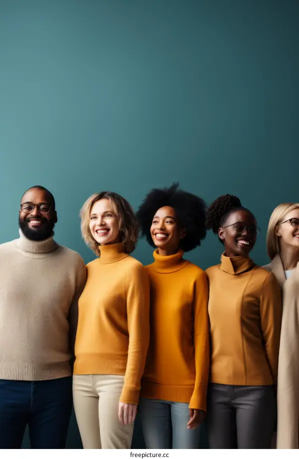 Group of diverse people smiling and posing together