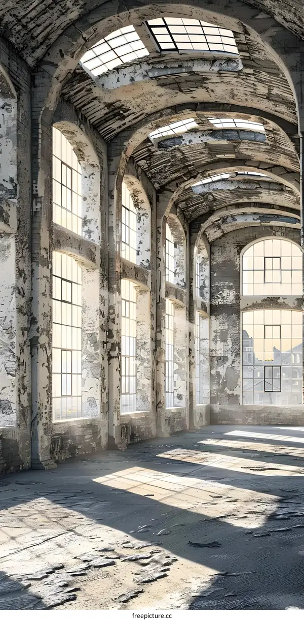 Abandoned Industrial Building With Large Windows
