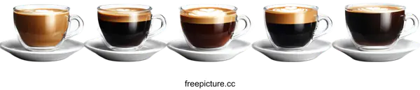 [Transparent Background PNG]Variety of Coffee in Transparent Cups