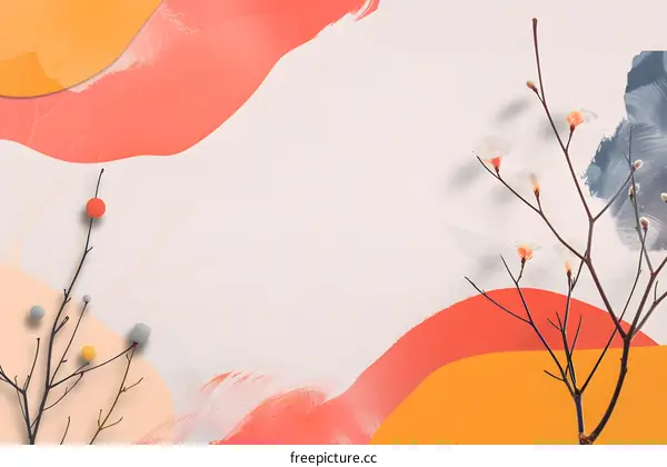 Abstract Watercolor Background With Flowers