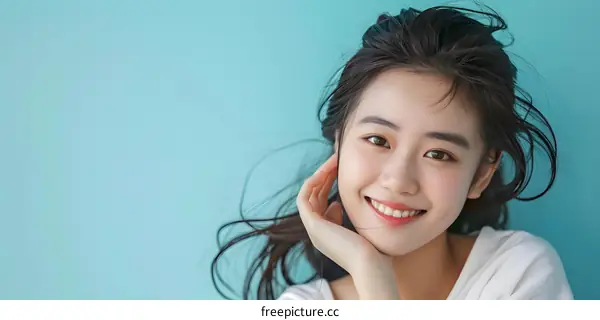 Portrait of a Beautiful Asian Woman Smiling