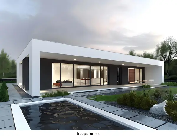 Modern Minimalist House Design with Pool and Landscaping