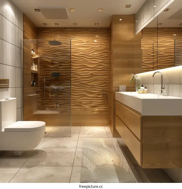 Modern Bathroom Interior Design with Wooden Walls