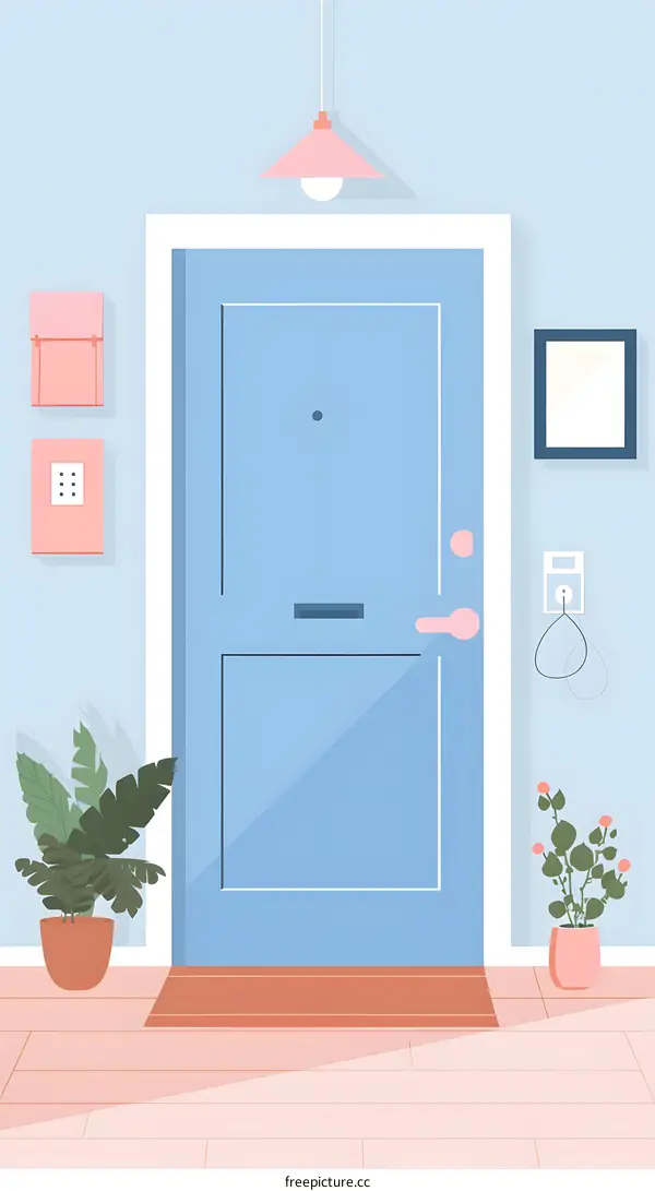 Minimalist Doorway Entrance With Plants and Light