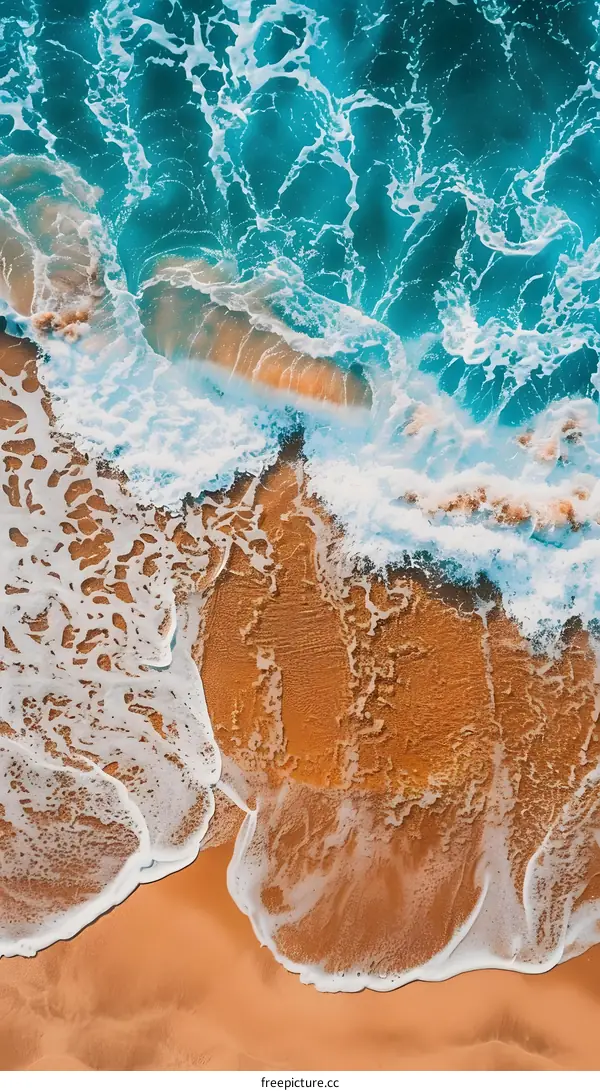 Ocean Waves Crashing On Sandy Beach