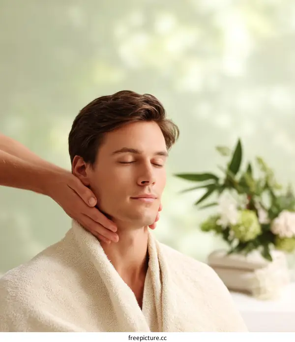 Facial Massage in a Spa Setting for a Man