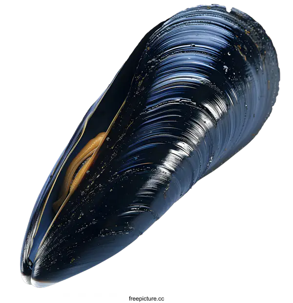 [Transparent Background PNG]A black mussel shell with a slightly open shell