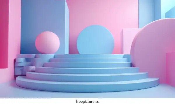 Pastel Geometric Stairway Display