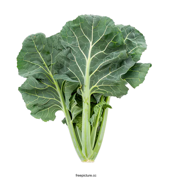 [Transparent Background PNG]Fresh Green Collard Greens Isolated on White Background