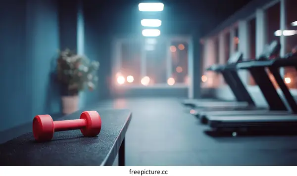 Modern Fitness Center Interior with Dumbbell