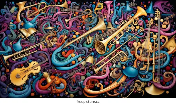 Colorful abstract musical instruments