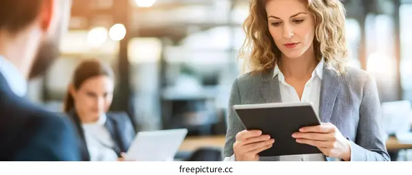 Businesswoman Using Tablet Computer In Office