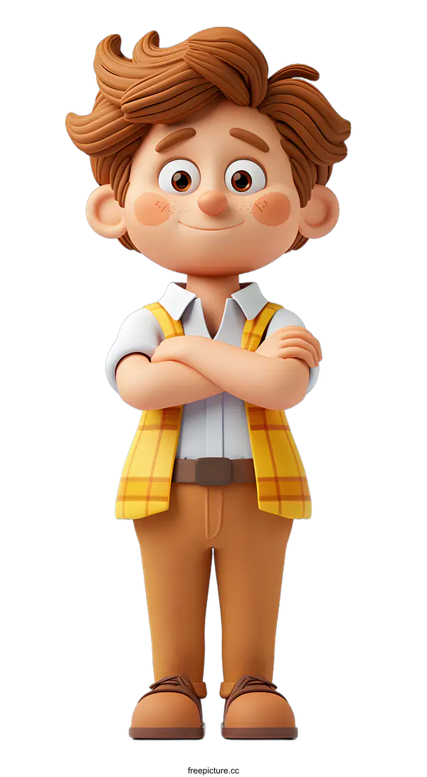 [Transparent Background PNG]A 3D rendering of an animated boy