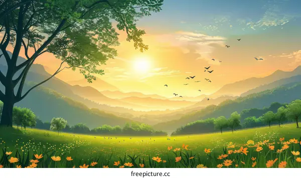 Sunset over the Rolling Hills