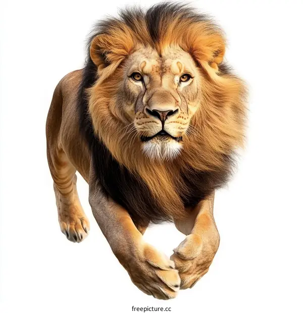 Majestic Lion in a Powerful Leap