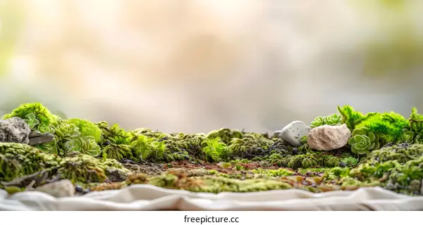 Green Moss and Succulents Landscape
