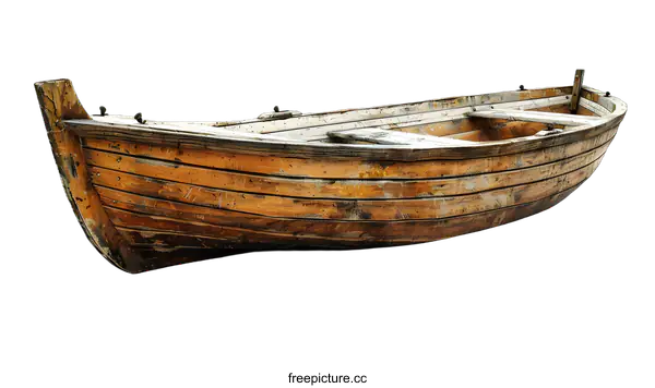 [Transparent Background PNG]An old wooden boat with white background