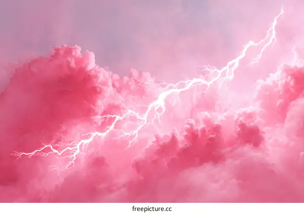 Pink Clouds with Lightning