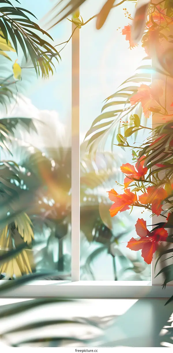 Tropical Summer Window View