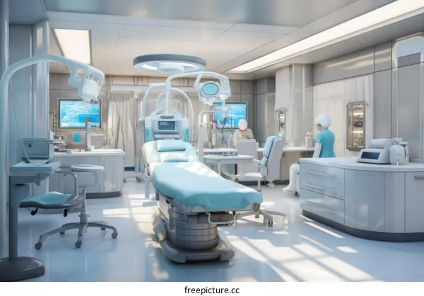 The medical staff is busy in the operating room