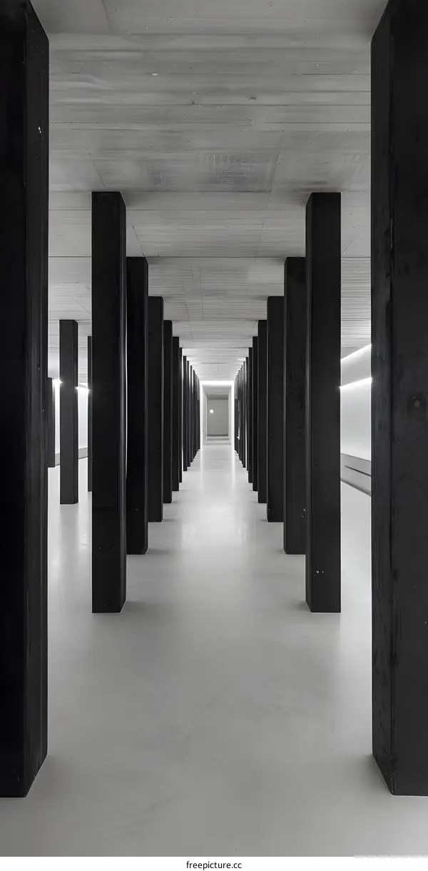 Modern Interior Design with Black Columns and White Walls