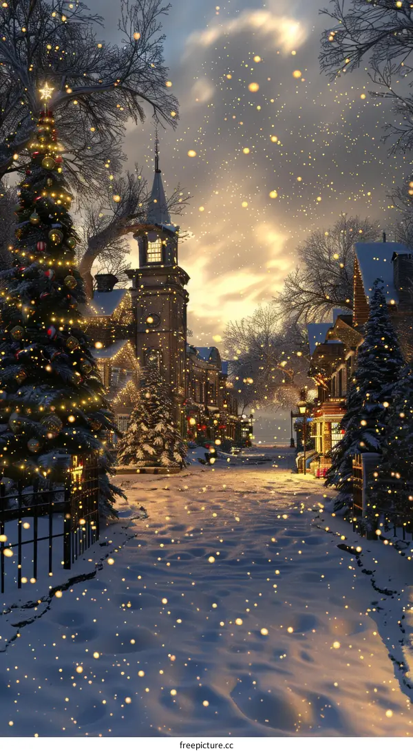 Snowy Christmas Street Scene