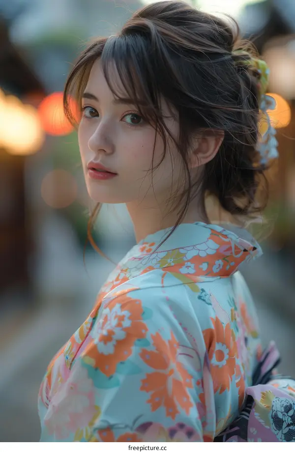 Asian Woman in Traditional Japanese Dress