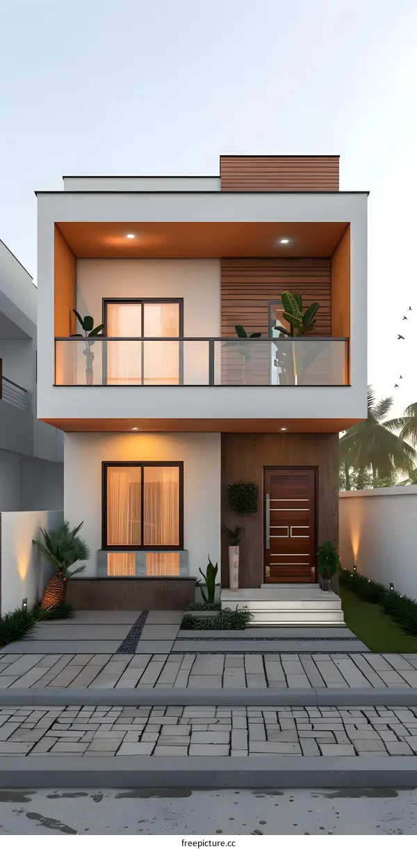 The beautiful exterior of a two-story house with a modern design