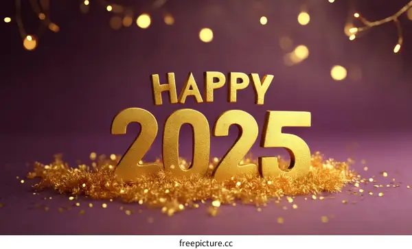 Golden Happy New Year 2025 Greeting
