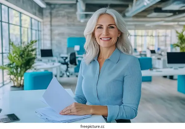 Confident Businesswoman Working in Modern Office