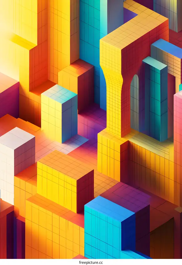 Abstract Geometric Shapes in Vibrant Colors