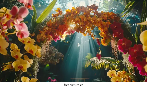 Floral Archway with Sunlight Streaming Through