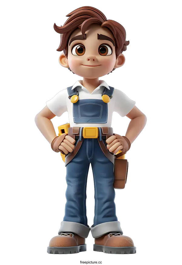 [Transparent Background PNG]Confident Cartoon Handyman