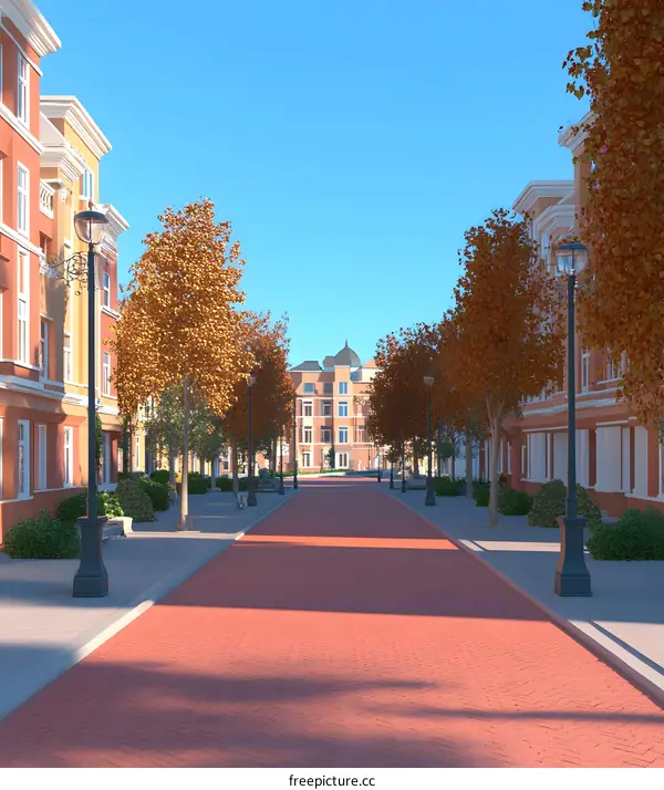 3D Illustration of a European Style Street