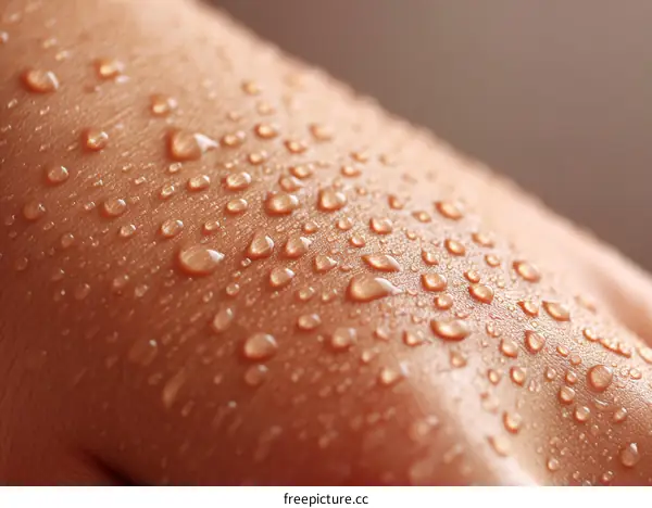 Closeup of Perspiration on a Human Hand