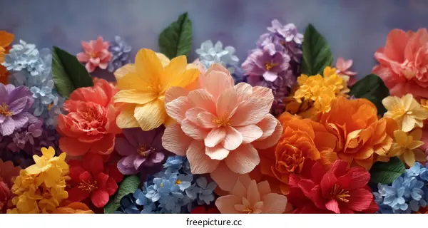 Colorful Paper Flower Arrangement Art Piece
