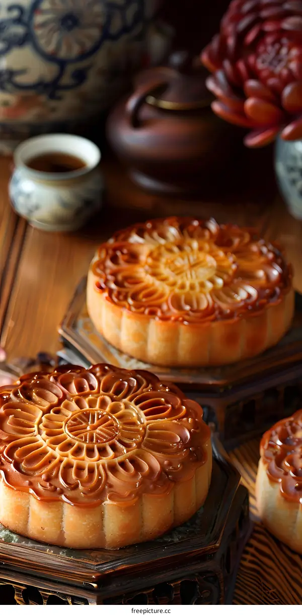Close Up of Delicious Chinese Moon Cakes