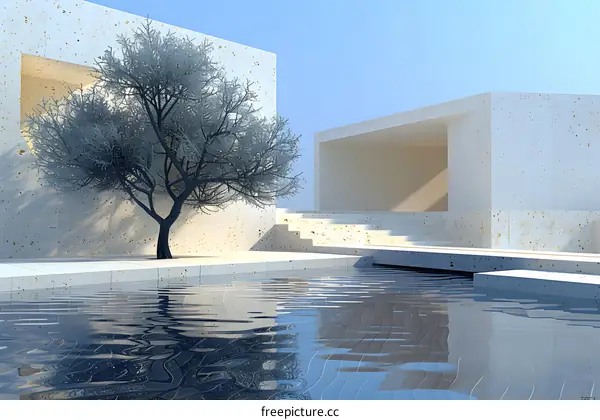Minimalist Architectural Design with Water Feature