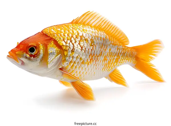 Golden Fish Isolated on White Background