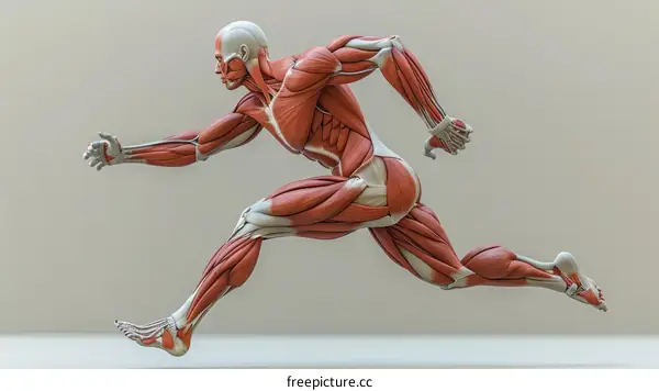 Muscular system diagram of a male runner
