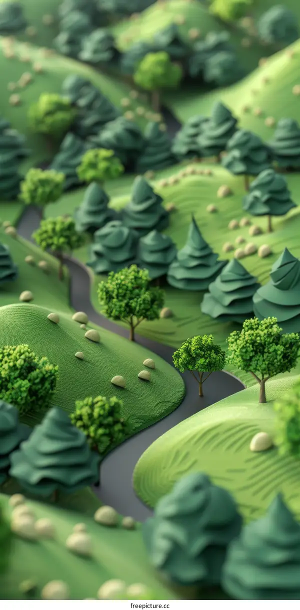 Rolling Green Hills and Lush Trees