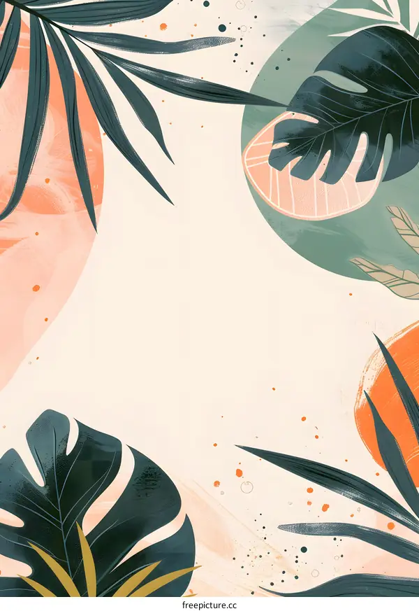 Tropical Leaf Abstract Background Illustration